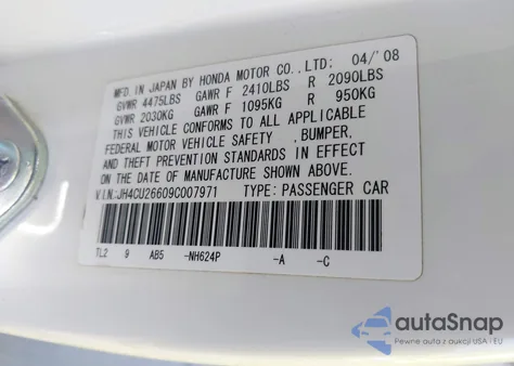 2009 Acura Tsx z USA, uszkodzony, nr VIN JH4CU26609C007971
